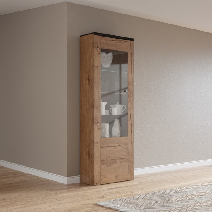 LARONA Display Cabinet – Rustic Oak Landhouse Style