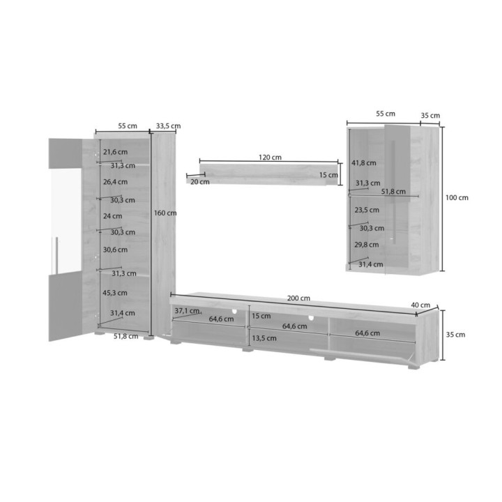 ROGER 10 Modern Wall Unit in Oak | J&B Furniture