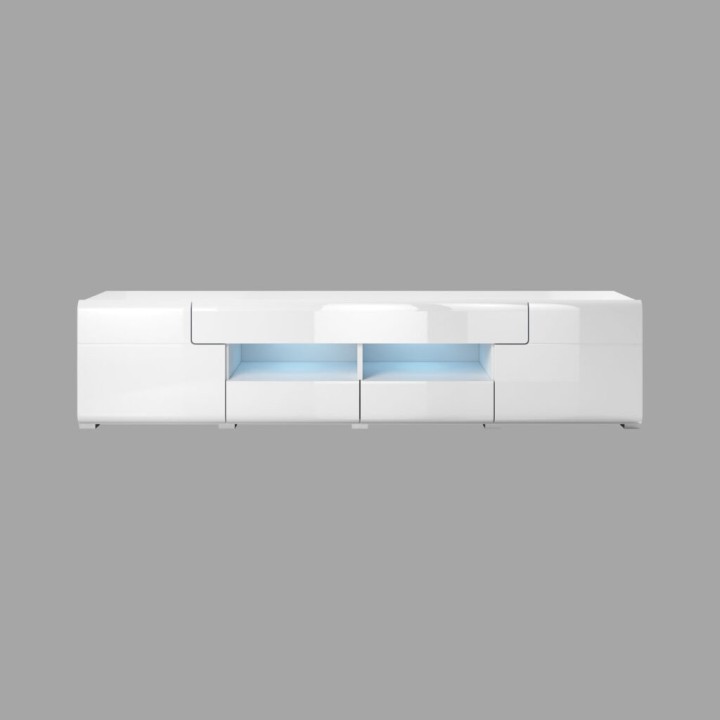 Large White TV Unit with LED Light | J&B Furniture