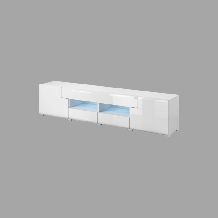 Large White TV Unit with LED Light | J&B Furniture