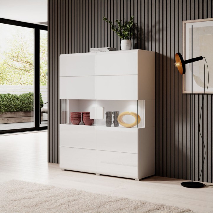 Toledo Highboard Cabinet in White | J&B Furniture