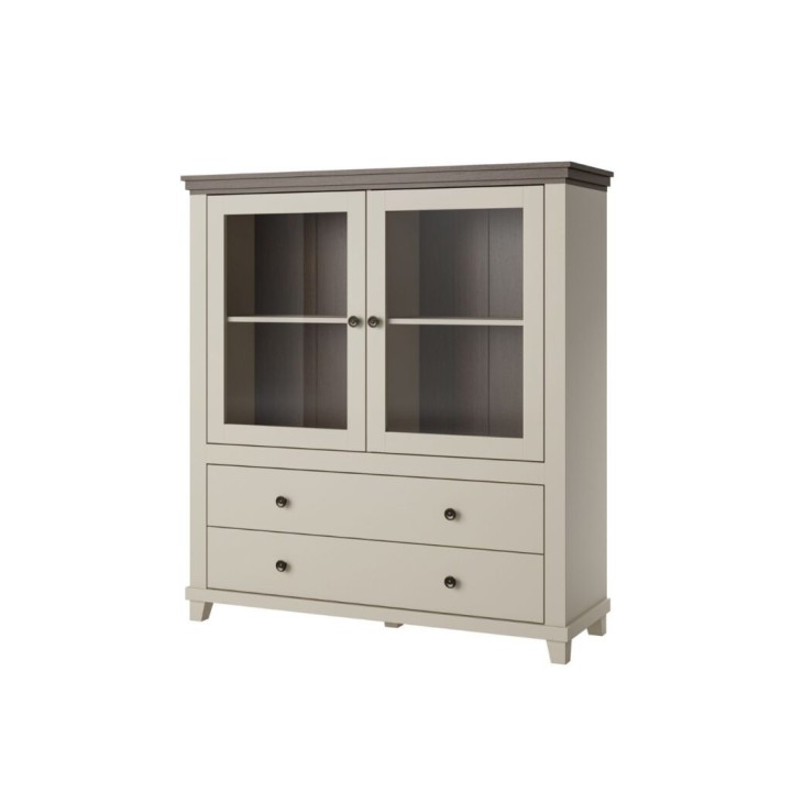 Eva Display Cabinet 2 Door 2 Drawer Light Beige - J&B Furniture