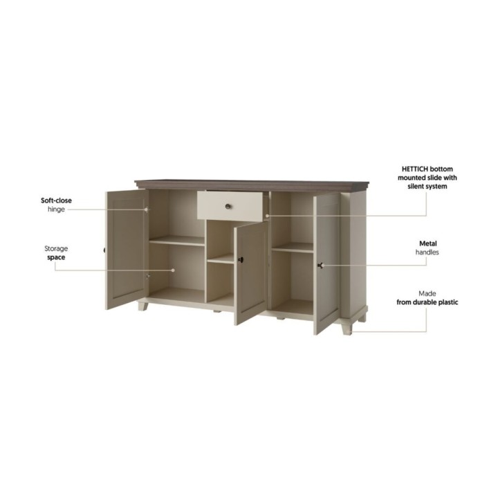 Eva Sideboard- Light Beige| J&B Furniture Ireland