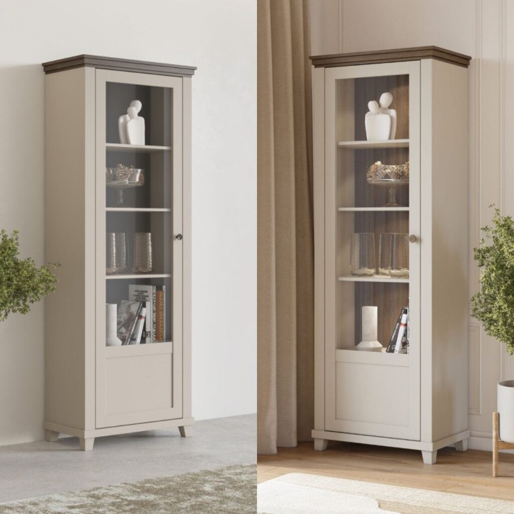 Eva Left Display Cabinet- Light Beige- J&B Furniture