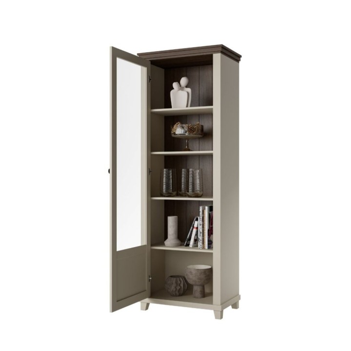 Eva Left Display Cabinet- Light Beige- J&B Furniture