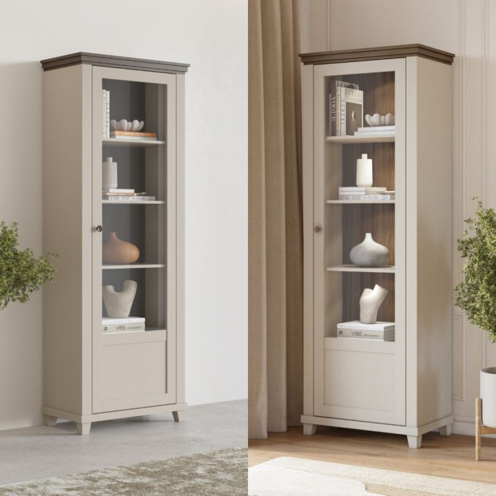 Eva Right Display Cabinet-Light Beige- J&B Furniture