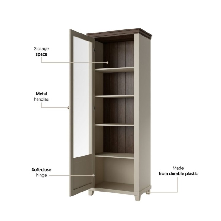 Eva Right Display Cabinet-Light Beige- J&B Furniture