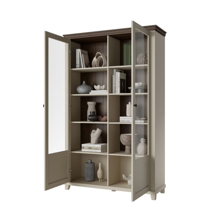 Eva Tall Display Cabinet- Light Beige- J&B Furniture