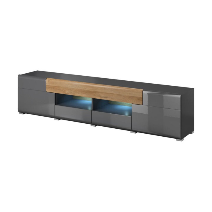 Large Anthracite and Oak TV Unit with LED Light | J&B Furniture