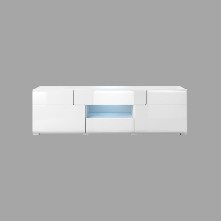 Small White  TV Unit with LED Light | J&B Furniture