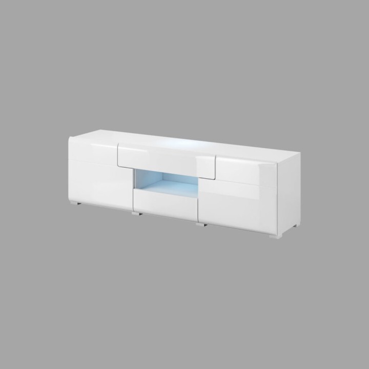 Small White  TV Unit with LED Light | J&B Furniture