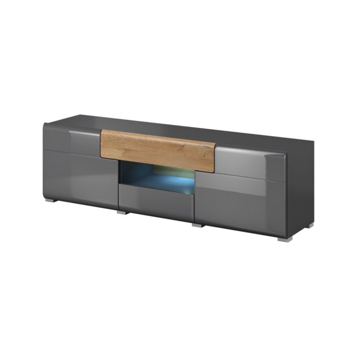 Small TV Unit with LED Light Anthracite Gloss| J&B Furniture