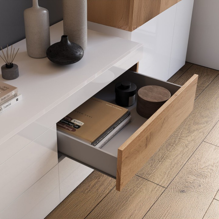 SILKE TV unit White and Oak – Modern TV Unit in Ireland