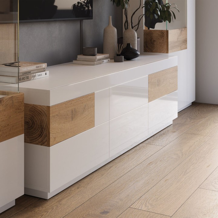 SILKE TV unit White and Oak – Modern TV Unit in Ireland