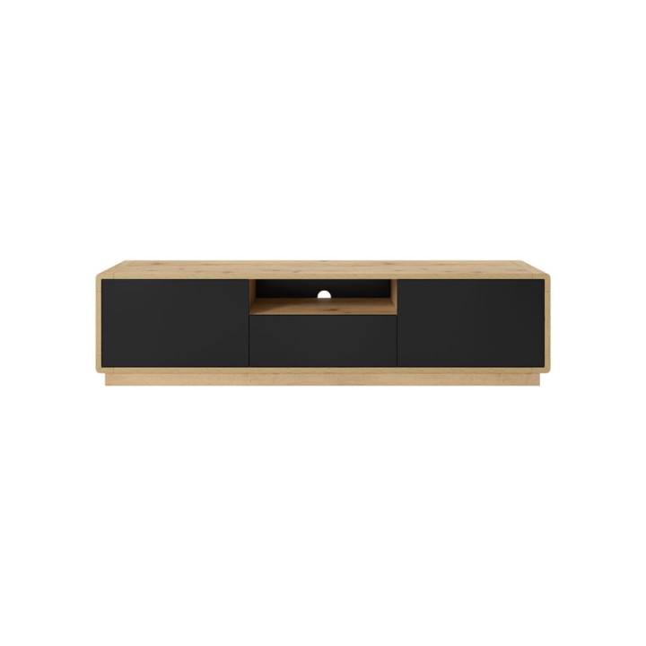 Aston TV unit 2 door 1 drawer Oak and Black -J&B Furniture
