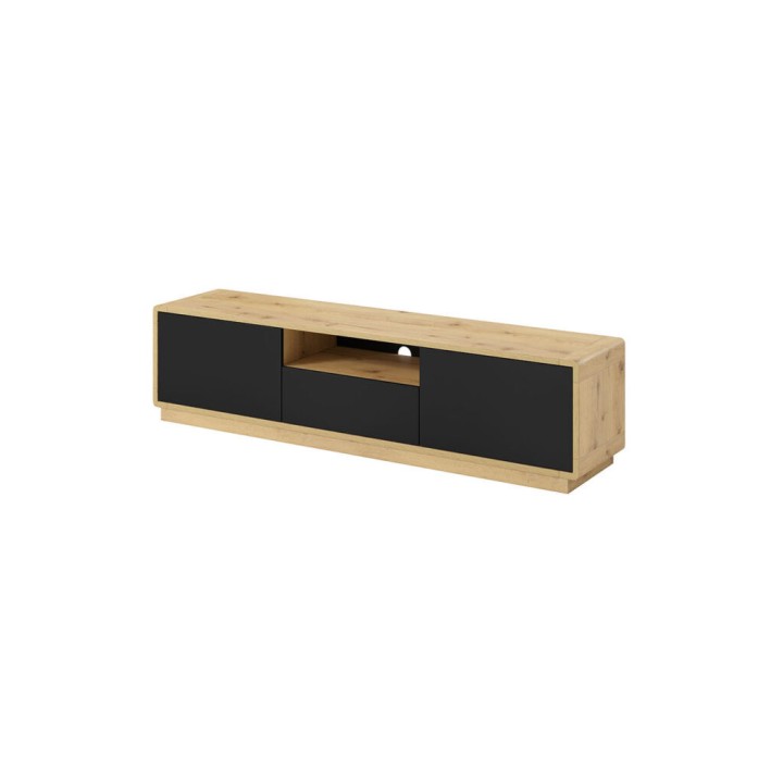 Aston TV unit 2 door 1 drawer Oak and Black -J&B Furniture