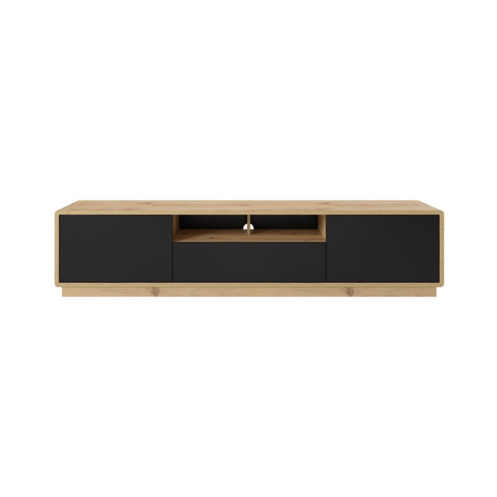 Aston TV unit 2 door 1 drawer Oak and Black -J&B Furniture