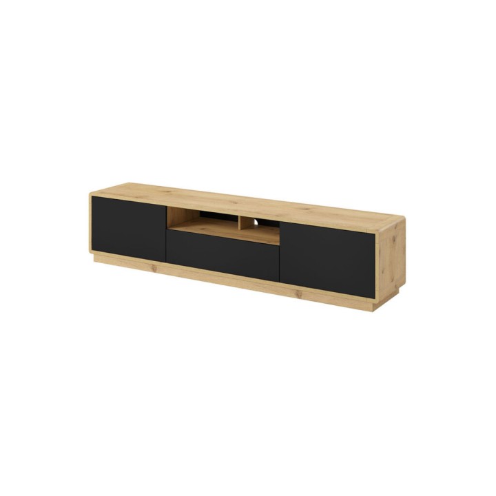 Aston TV unit 2 door 1 drawer Oak and Black -J&B Furniture