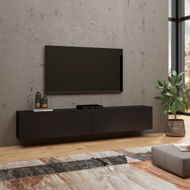 Ava Floating TV Unit 180cm Black | Wall Mounted TV Stand