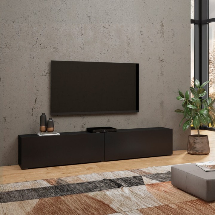 Ava Floating TV Unit 180cm Black | Wall Mounted TV Stand
