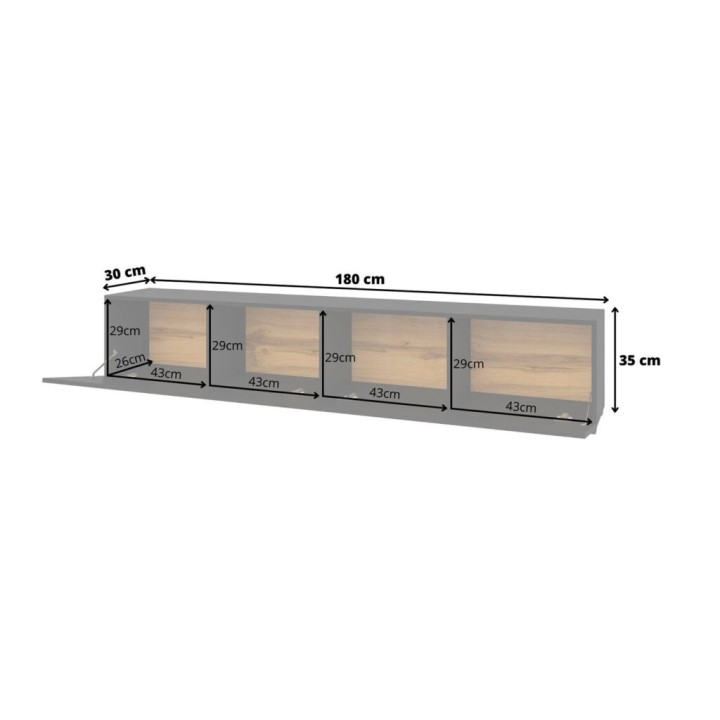 Ava Floating TV Unit 180cm Black | Wall Mounted TV Stand