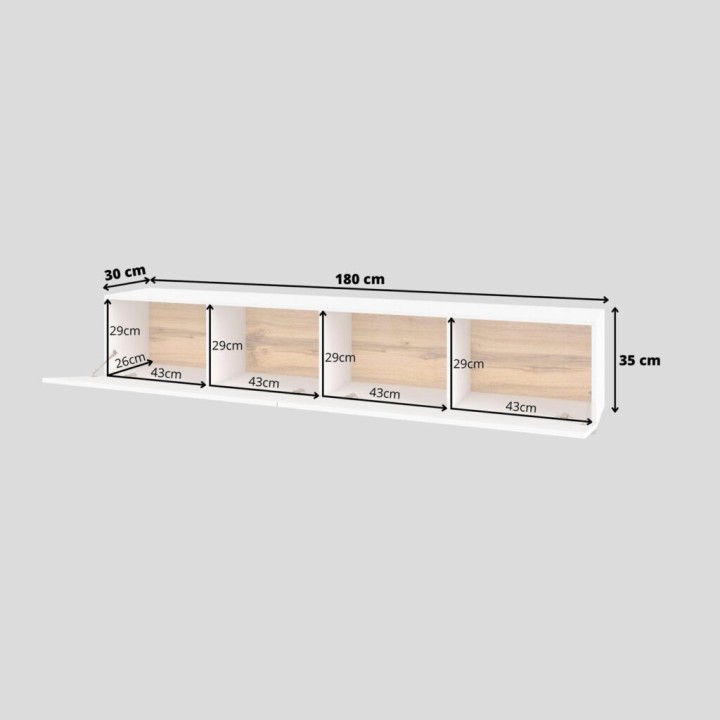 Ava Floating TV Unit 180cm White | Wall Mounted TV Stand