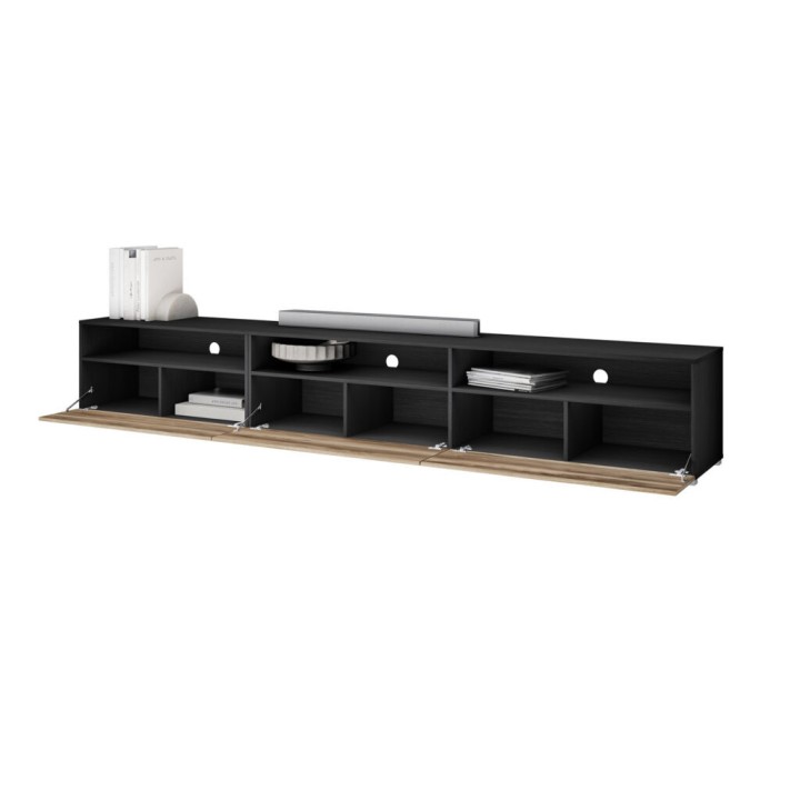 Baros Floating TV Unit 270cm – Satin Nussbaum Black