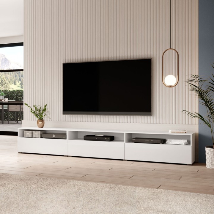 Baros Floating TV Unit 270cm in White - J&B Furniture