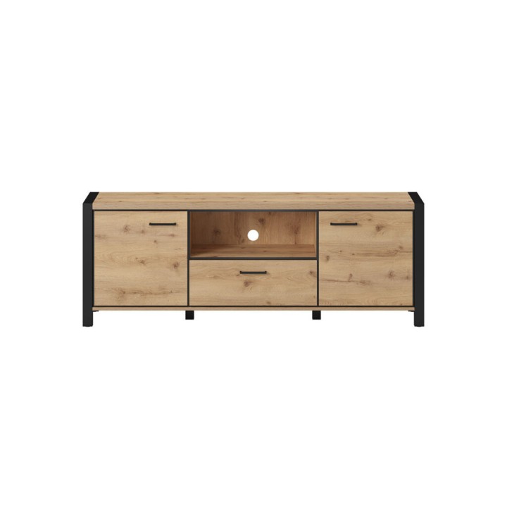 AKTIV Industrial TV Unit – Black & Natural Wood Finish