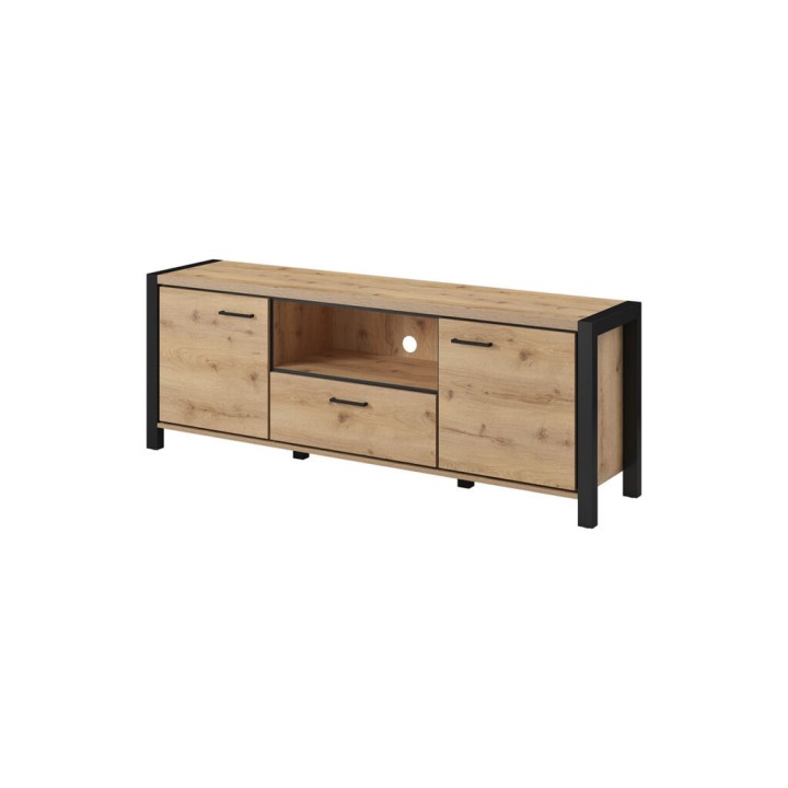 AKTIV Industrial TV Unit – Black & Natural Wood Finish