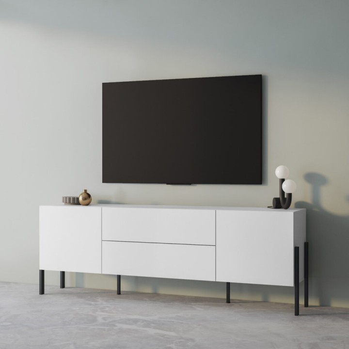 JUKON TV Unit in White– Modern & Minimalist TV Stand Ireland