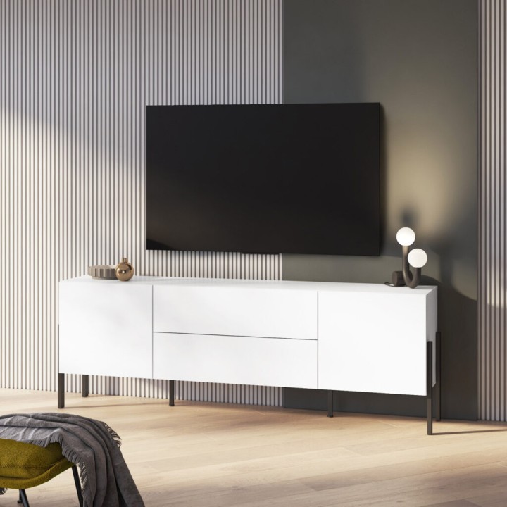 JUKON TV Unit in White– Modern & Minimalist TV Stand Ireland