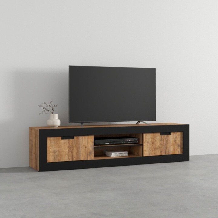 TUDOR TV Unit – Modern Oak & Black | Furniture Shop Limerick