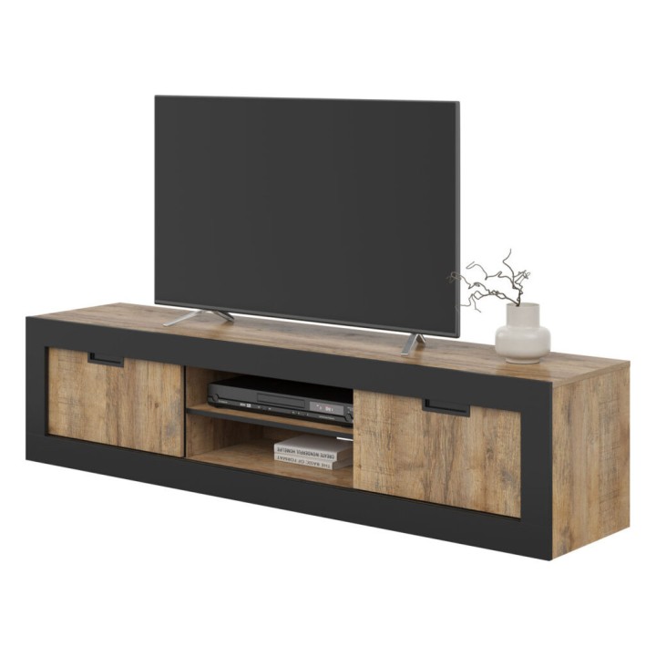 TUDOR TV Unit – Modern Oak & Black | Furniture Shop Limerick
