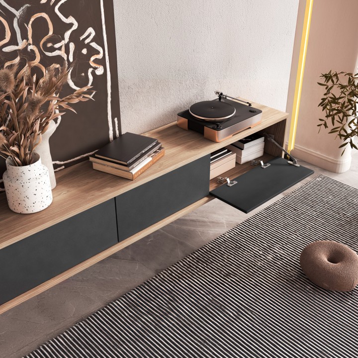 Frida Modern Floating TV Unit Gray/Oak| J&B Furniture Ireland