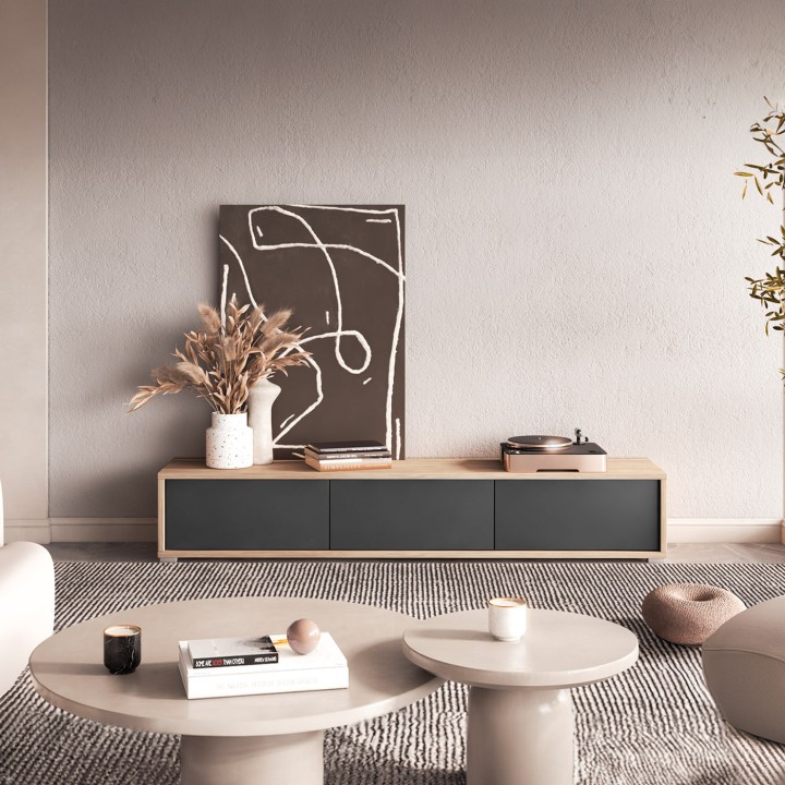Frida Modern Floating TV Unit Gray/Oak| J&B Furniture Ireland