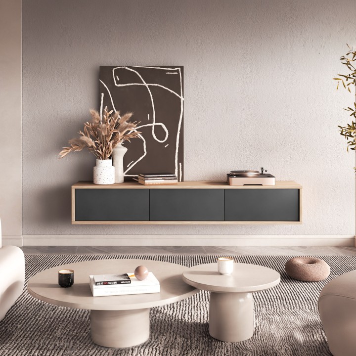 Frida Modern Floating TV Unit Gray/Oak| J&B Furniture Ireland
