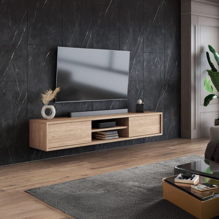 Frida- Floating Mount Tv Unit  in Oak Finish - J&B Furniture