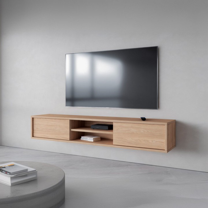 Frida- Floating Mount Tv Unit  in Oak Finish - J&B Furniture