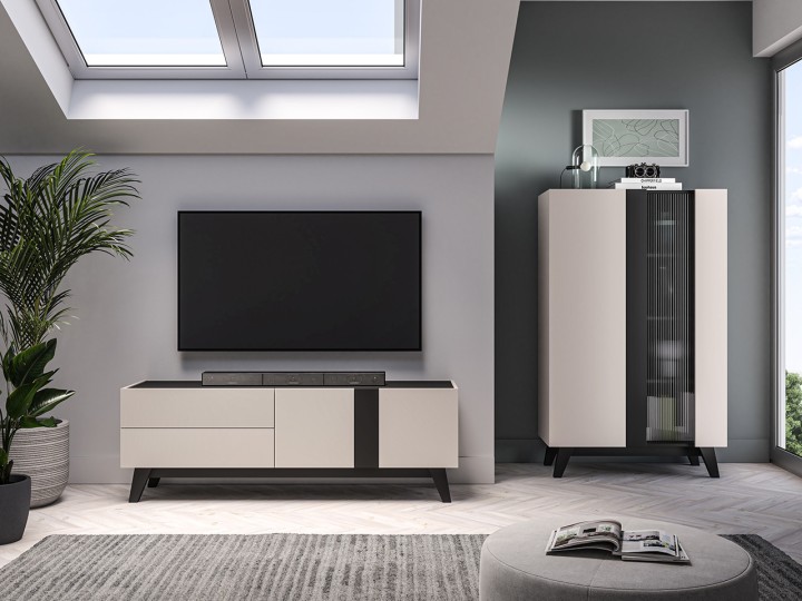 Modern TV Unit Cashmere + Black | J&B Furniture