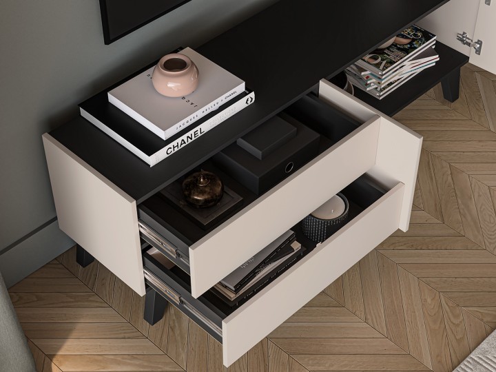 Modern TV Unit Cashmere + Black | J&B Furniture