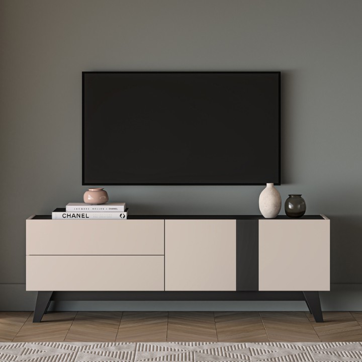 Modern TV Unit Cashmere + Black | J&B Furniture