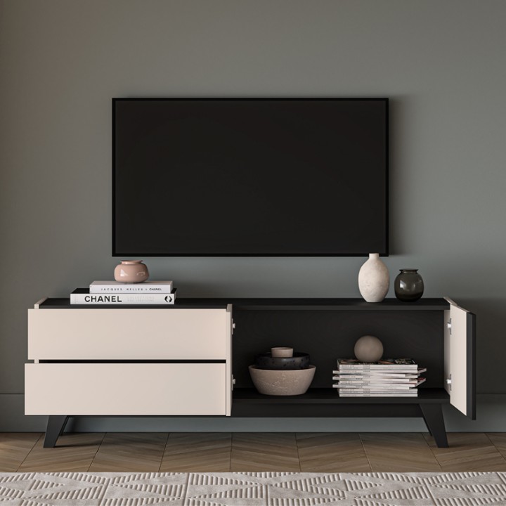 Modern TV Unit Cashmere + Black | J&B Furniture