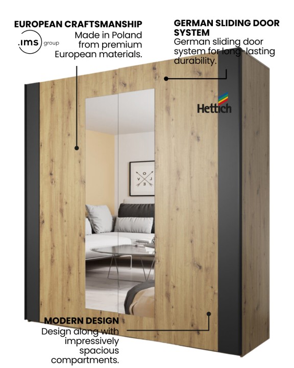 Sigma 2 Door Sliding Wardrobe with Mirror | J&B Furniture