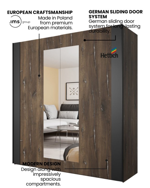 Sigma 200cm Sliding Wardrobe with Mirror | J&B Furniture