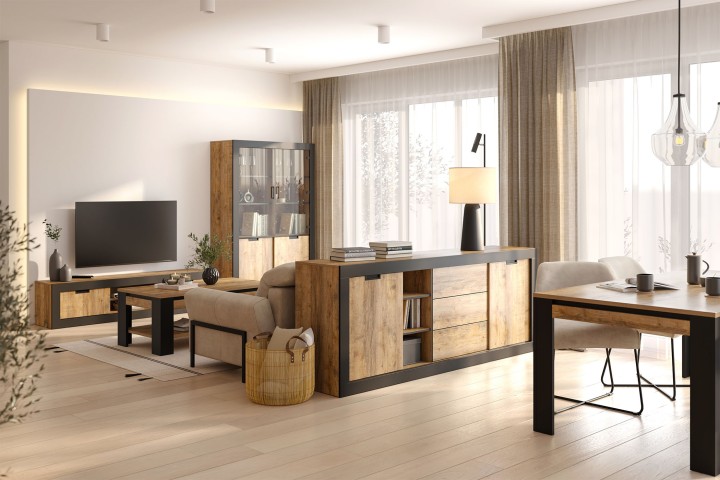 Tubor Display Cabinet | Loft-Style Oak Display Unit