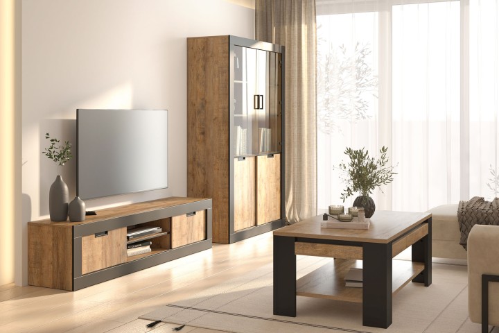 Tubor Display Cabinet | Loft-Style Oak Display Unit