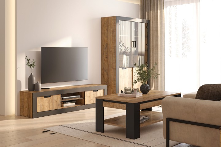 Tubor Display Cabinet | Loft-Style Oak Display Unit