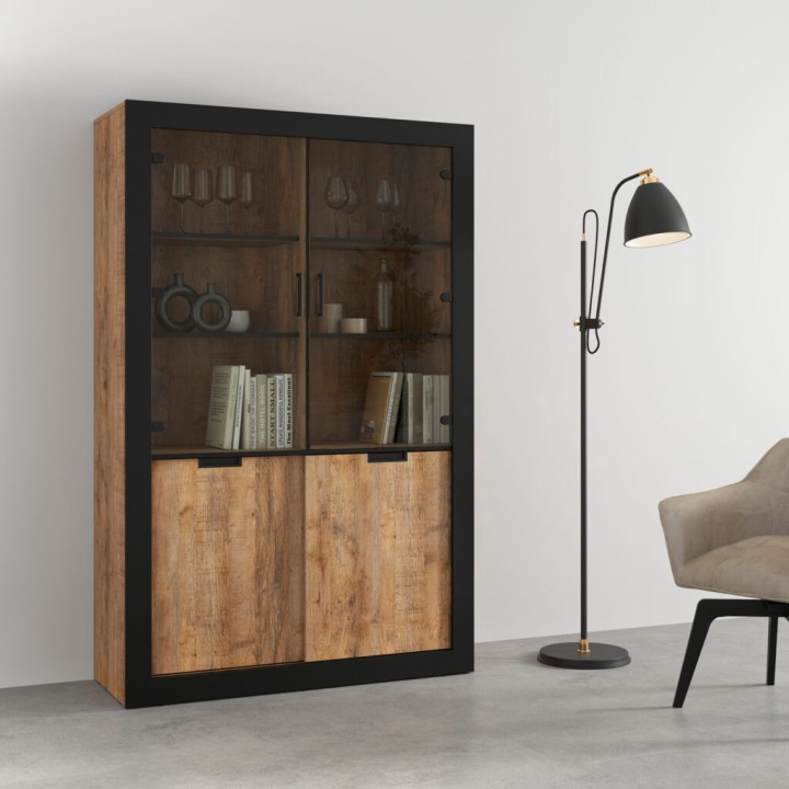 Tubor Display Cabinet | Loft-Style Oak Display Unit