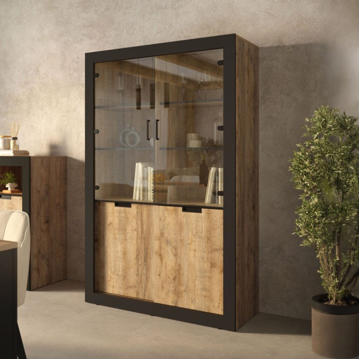 Tubor Display Cabinet | Loft-Style Oak Display Unit
